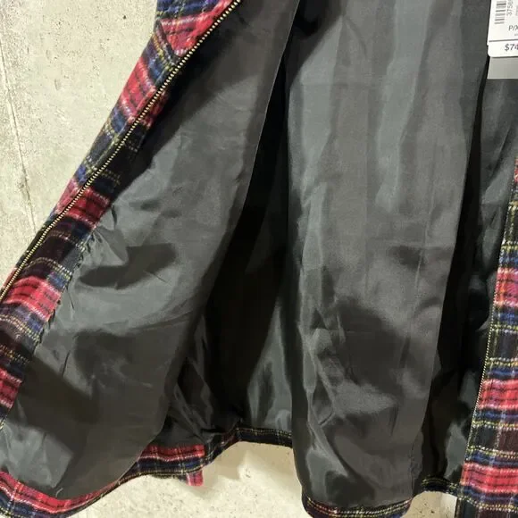Christopher & Banks Wool Blend Plaid Fleece Full Zip Jacket Women Petite XL New - Picture 8 of 10